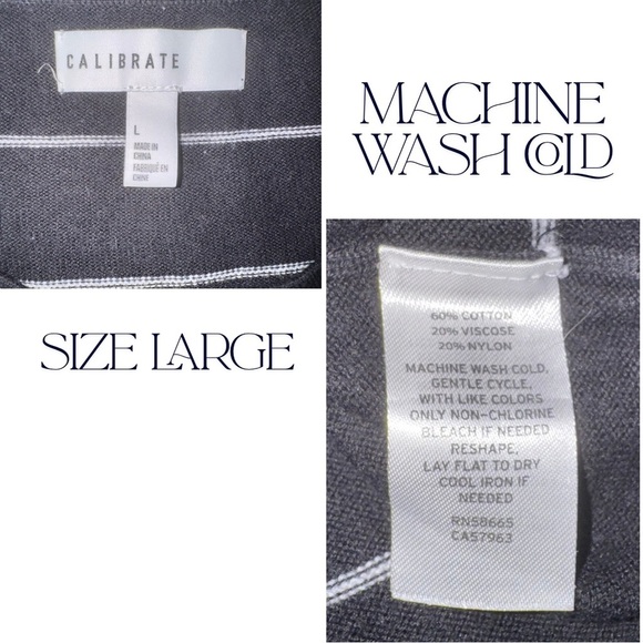 C2 by Calibrate Black and White Striped Crewneck Sweater - Picture 4 of 4